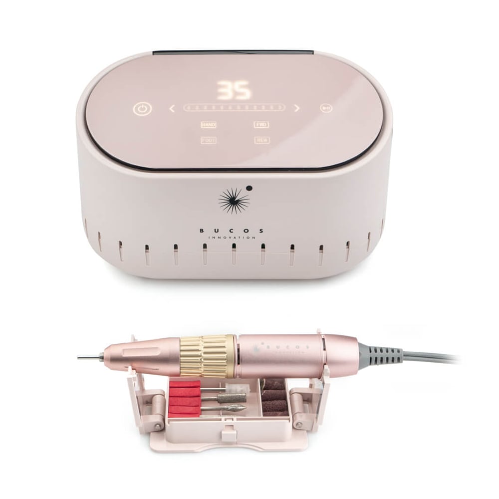 Фрезер для манікюру та педикюру BUCOS Nail Drill X3 Pro Powdery 35000 обертів, пудровий, 65 Вт